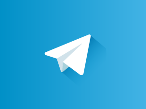 Telegram icon on blue background