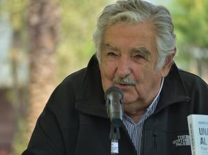 Former Uruguay President José Mujica talks at a press conference.