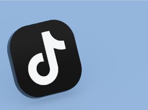 Tiktok application logo 3d rendering on blue background