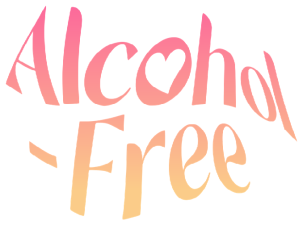 Pink and white logo which in large letters reads 'Alcohol Free'