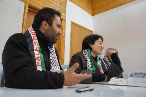 Haneen Zoabi and Issa Amro, inside Youth Against Settlements house, in Hebron, February 2012