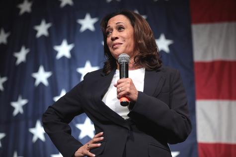 U.S. Senator Kamala Harris speaking with attendees at the 2019 Iowa Democratic Wing Ding at Surf Ballroom in Clear Lake, Iowa