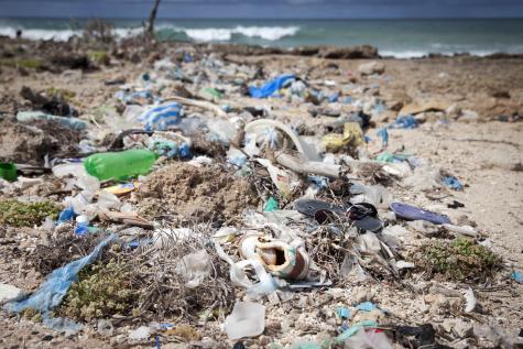 A beach in Somalia is littered with plastic and fishing debris